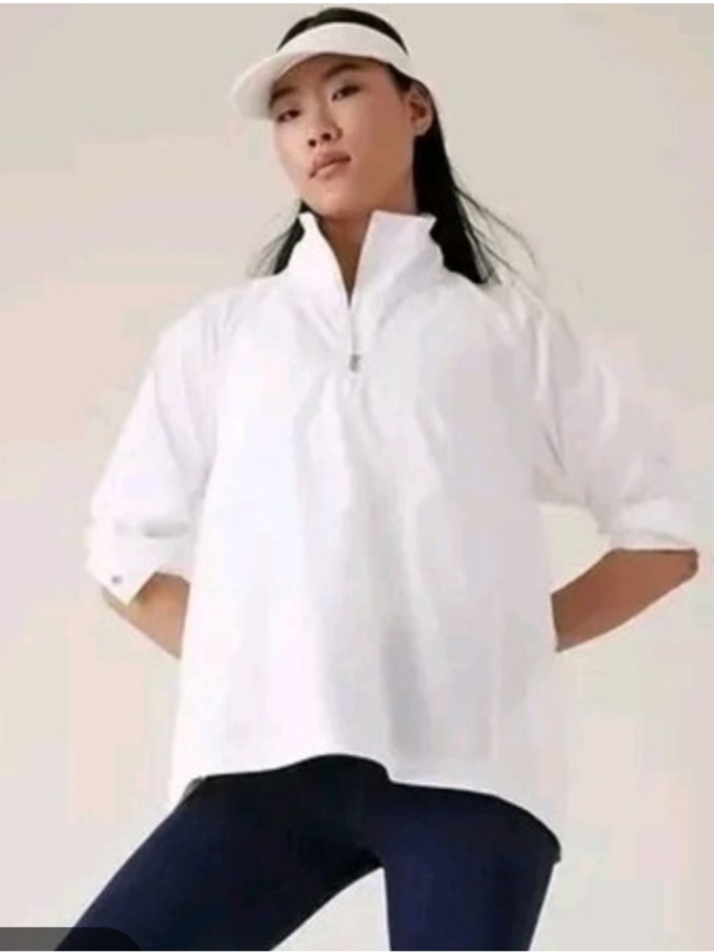 Athleta White Oversized Performance Pullover Jacket Top Sz Small
Outerwear